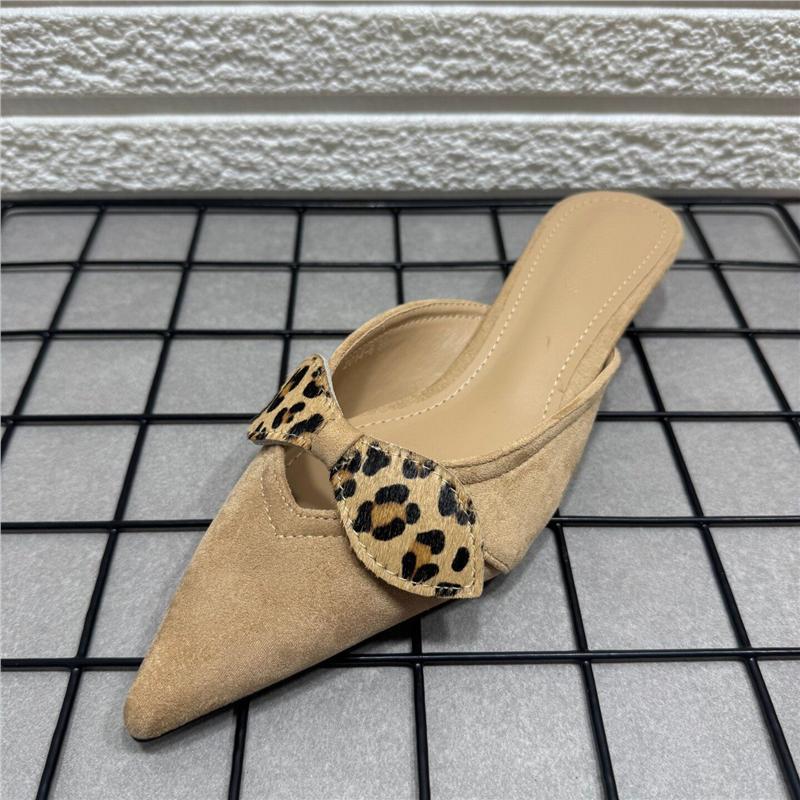 Damen elegante Slingback-Mules mit Leoparden-Schleifenverzierung EB