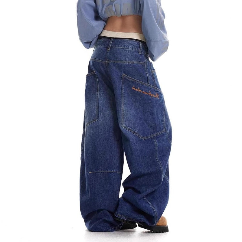 Damen Baggy-Jeans mit weitem Schnitt und praktischen Cargotaschen EB