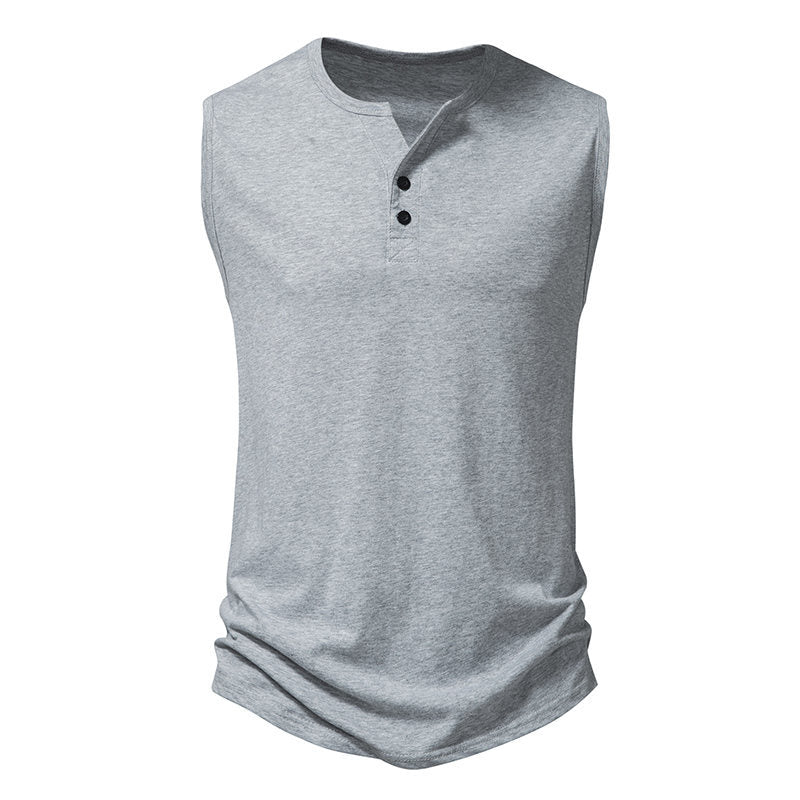Herren ärmelloses Henley-Shirt mit modernem Knopfdesign EB