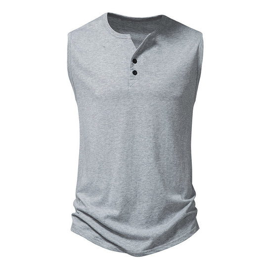 Herren ärmelloses Henley-Shirt mit modernem Knopfdesign EB