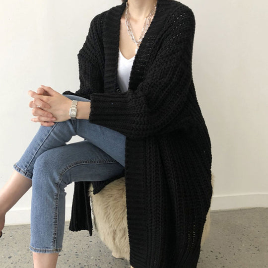 Damen Strickcardigan im lässigen Oversized-Stil mit offener Vorderseite EB