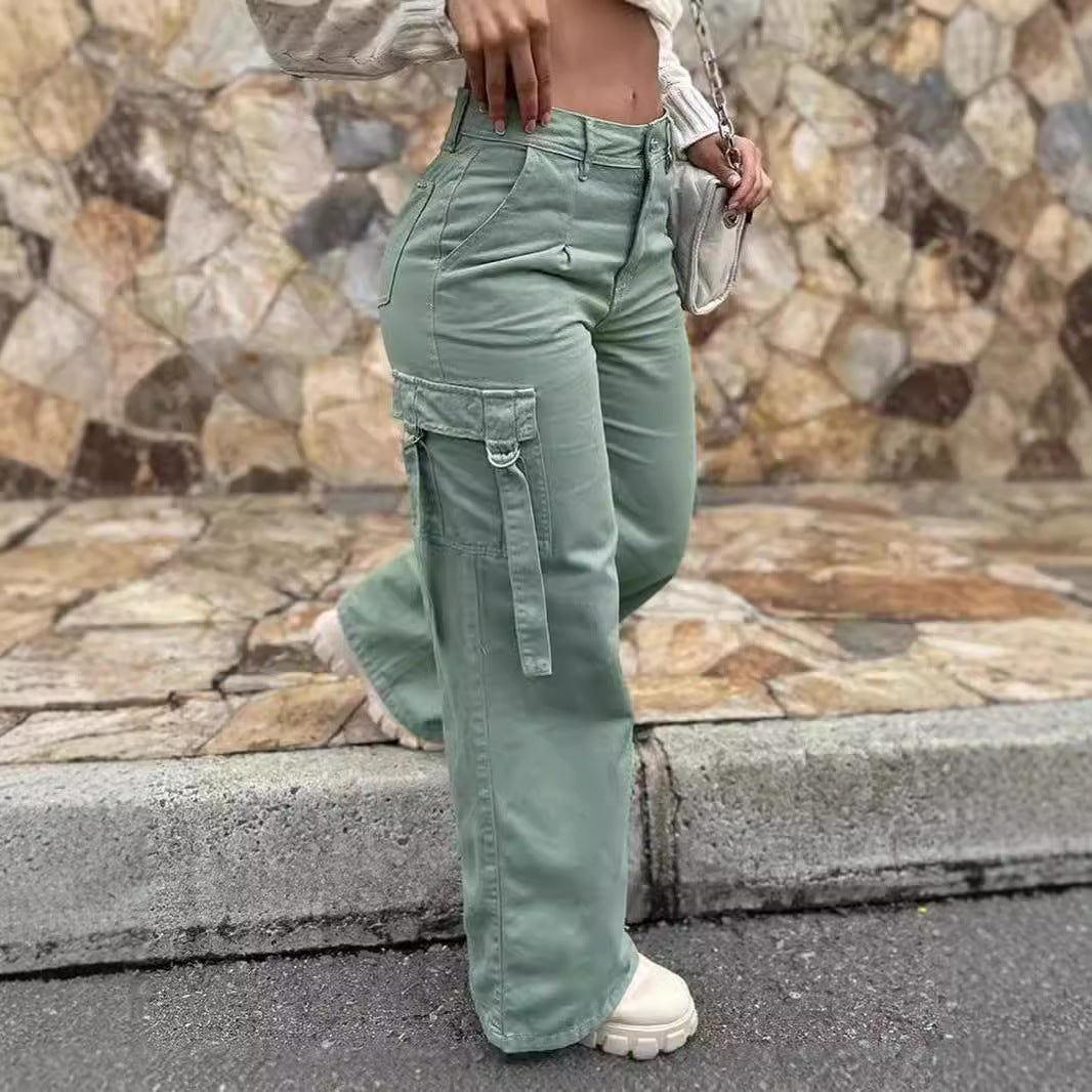 Damen Modische Cargo-Hose mit vielseitigen Taschen und lässigem Schnitt EB