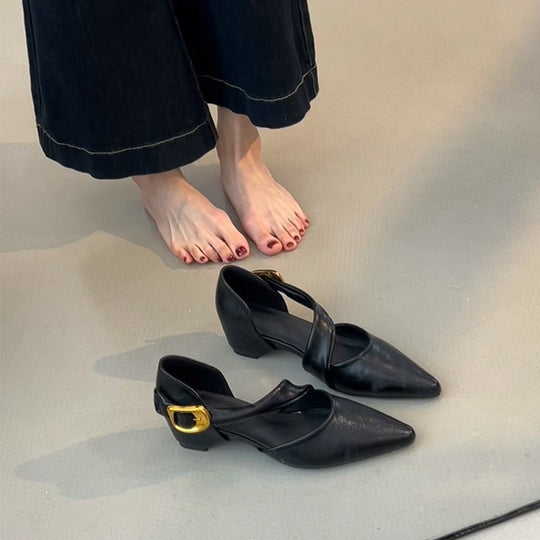 Damen elegante Slingback-Pumps mit modischem Riemchen und stabiler Sohle EB