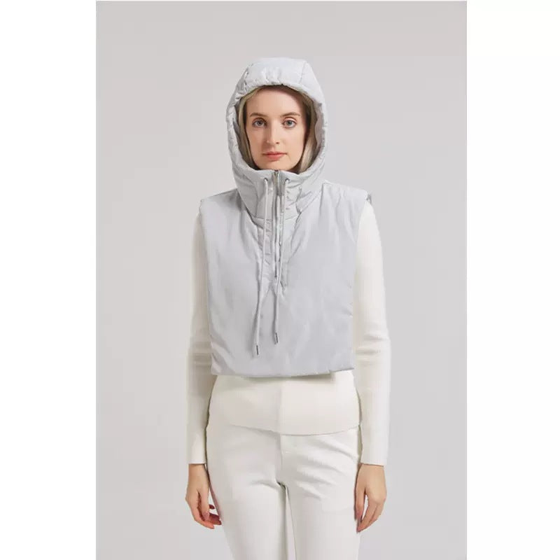 Damen Kapuzenweste mit hohem Kragen und verstellbarem Saum EB