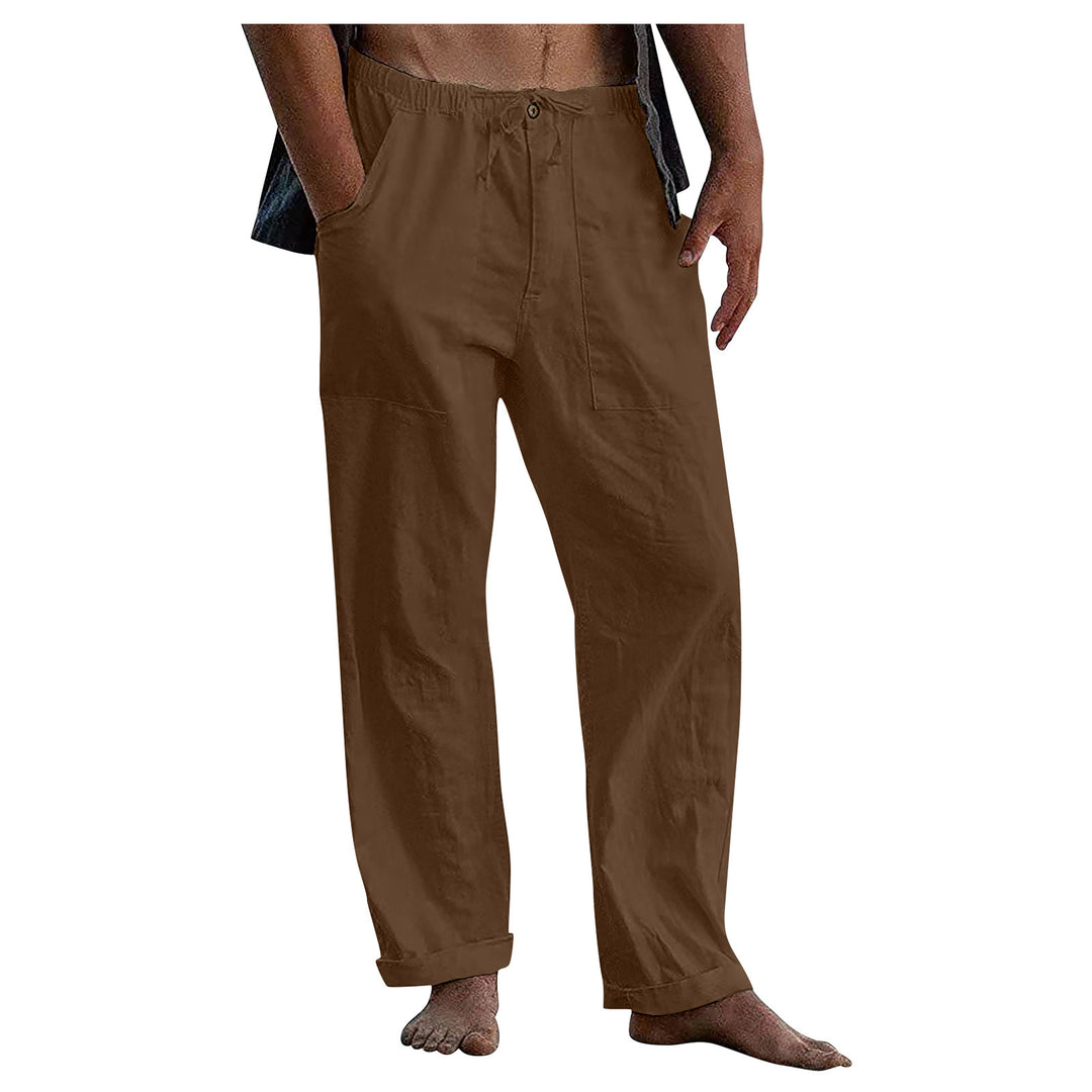 Herren nan leichte Leinenhose mit elastischem Bund und geradem Schnitt EB