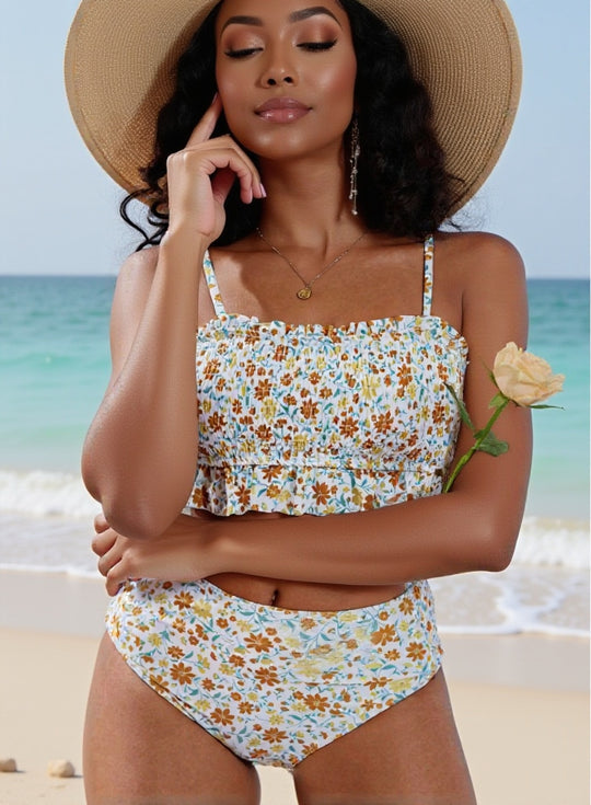 Damen Vintage Bikiniset mit Rüschen EB