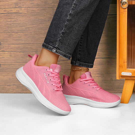 Damen Sportliche Lifestyle Sneakers aus atmungsaktivem Mesh mit dämpfender Sohle EB