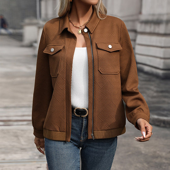 Damen moderner Utility-Jacke mit strukturiertem Obermaterial und praktischen Taschen EB