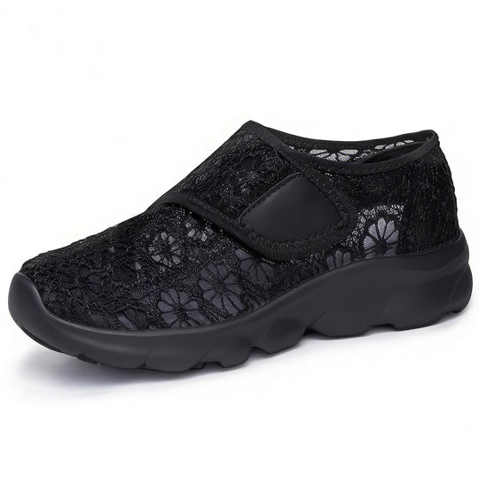 Damen modische Hausschühchen mit elastischem Klettverschluss und floralem Design EB