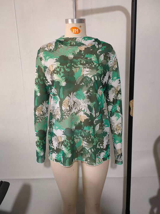 Herren Langarmshirt mit floralem Muster EB