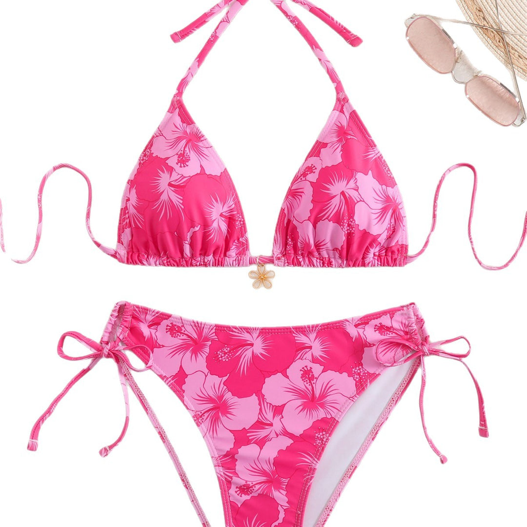 Damen Triangel-Bikini mit verspielten Floral-Details EB