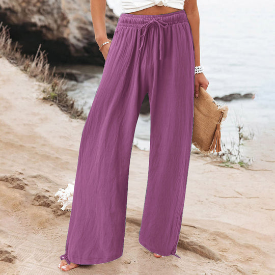 Damen Weite hose mit elastischem Bund und praktischen Taschen EB