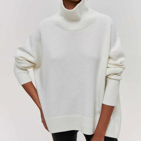 Damen gemütlicher Rollkragenpullover mit Oversized-Schnitt und strukturiertem Material EB