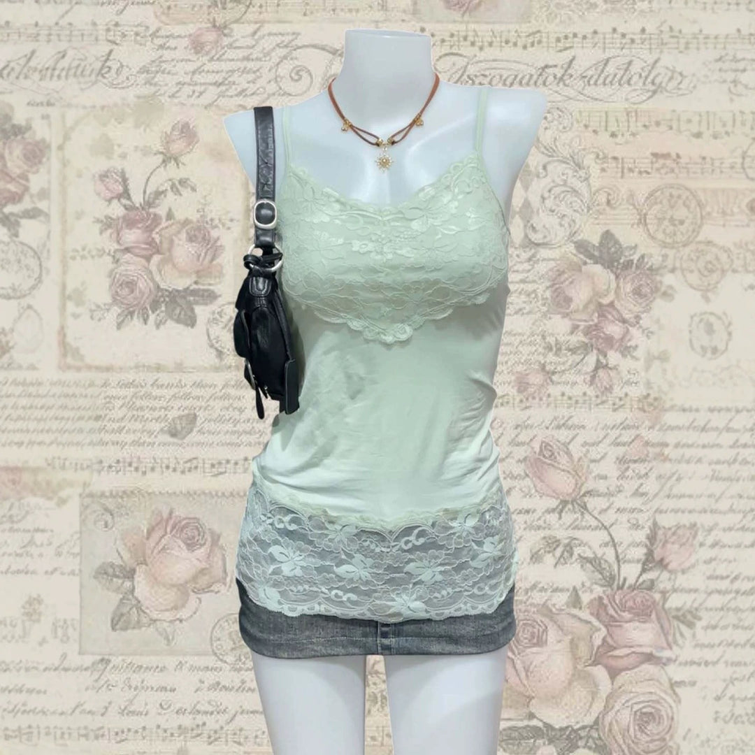 Damen Spitzen-Cami-Top mit fließendem Schnitt EB