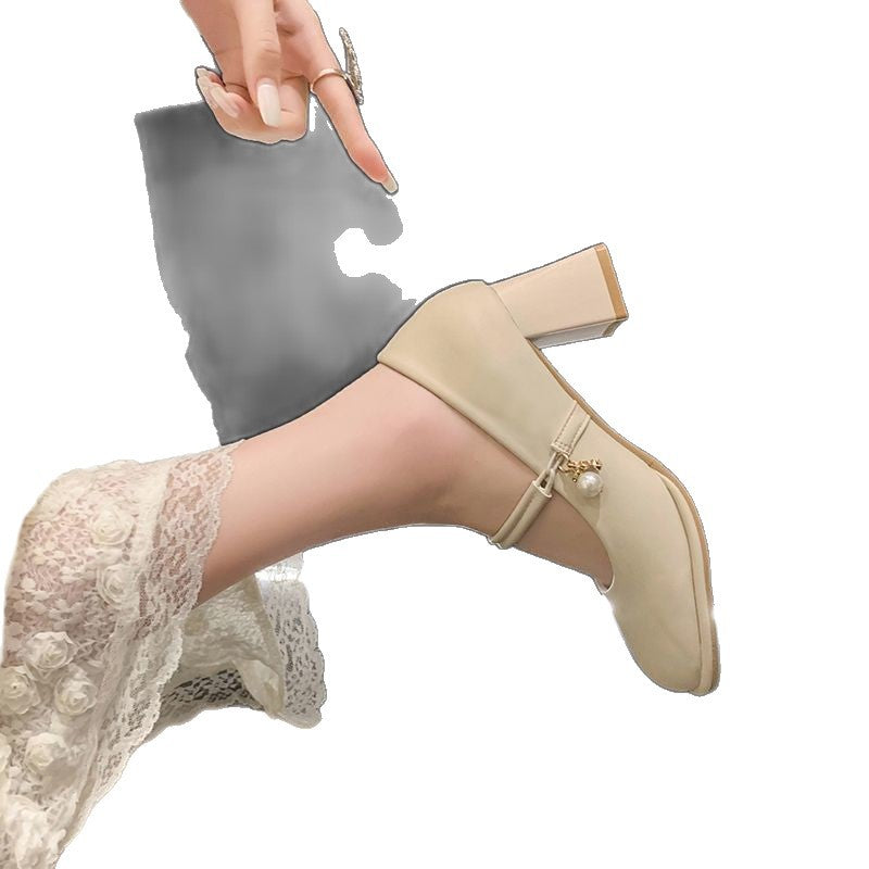 Damen elegante Mary Jane Schuhe mit Riemchen und blockiertem Absatz EB