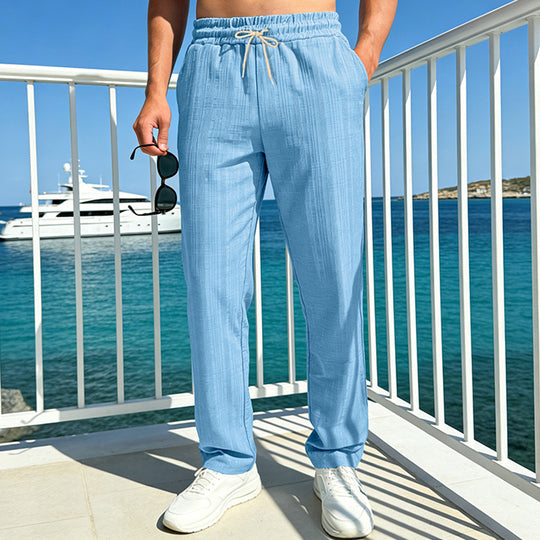 Herren Maritime Freizeit-Hose mit tonaler Rippstruktur, Kordelzug & Seitentaschen EB