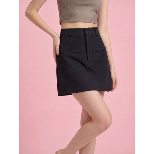 Damen Modischer Minirock mit eleganter Schnittführung und praktischen Taschen EB