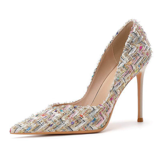 Damen elegante Stiletto-Pumps mit modernen Textilien EB