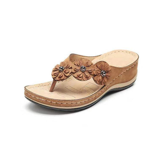 Damen Bequeme Riemensandalen mit floralen Applikationen EB