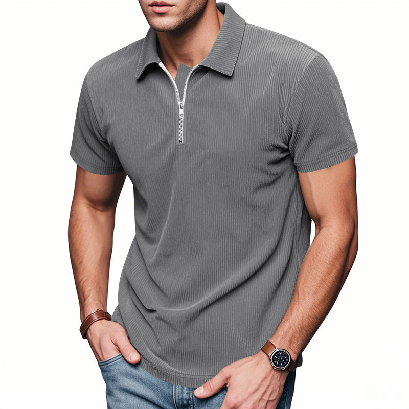 Unisex nan kurzärmeliges Halbzip-Polo aus geripptem Jersey mit Hemdkragen EB