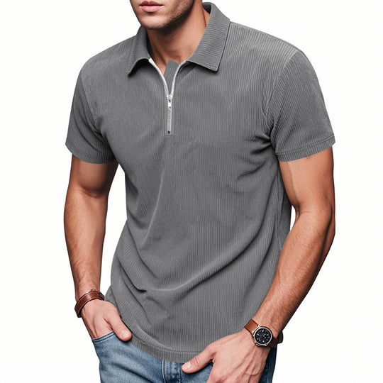 Unisex nan kurzärmeliges Halbzip-Polo aus geripptem Jersey mit Hemdkragen EB