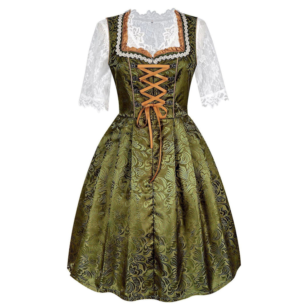 Damen nan traditionelles Dirndlkleid mit Spitzenbluse und bestickter Schürze EB