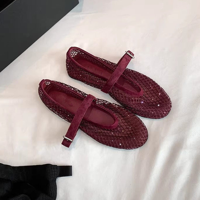 Damen elegante Ballerinas mit dekorativem Strassbesatz EB