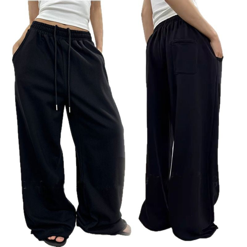 Damen nan weite High-Waist Loungehose mit gerafftem Bund und Kordelzug EB