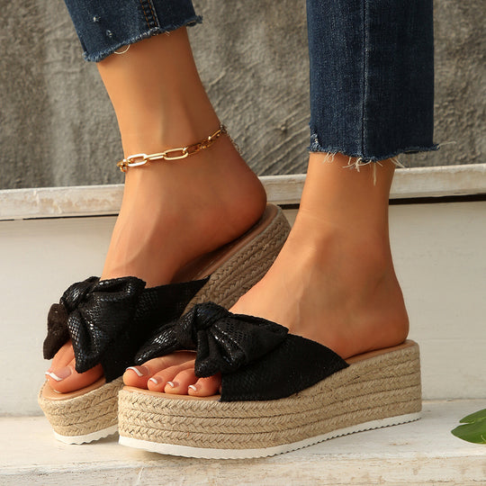 Damen Wedge-Pantoletten mit modischem Schleifen-Design EB
