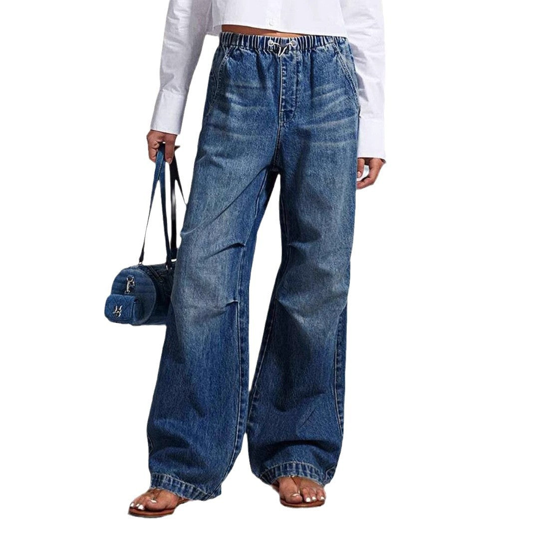 Damen Weit geschnittene Jeanshose mit elastischem Bund EB