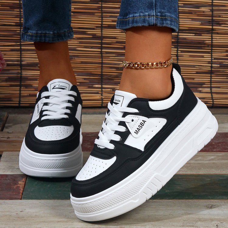 Damen Komfortable Plateau-Sneaker mit atmungsaktivem Obermaterial und stoßdämpfender Sohle EB