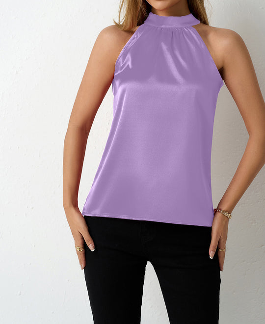 Damen Satin-Hochkragenoberteil mit elegantem Schnitt EB