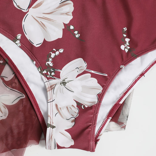 Damen Strandkleid mit floralem Überwurf EB