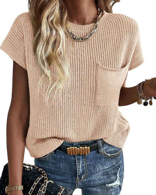 Damen Kurzarm Stricktop EB