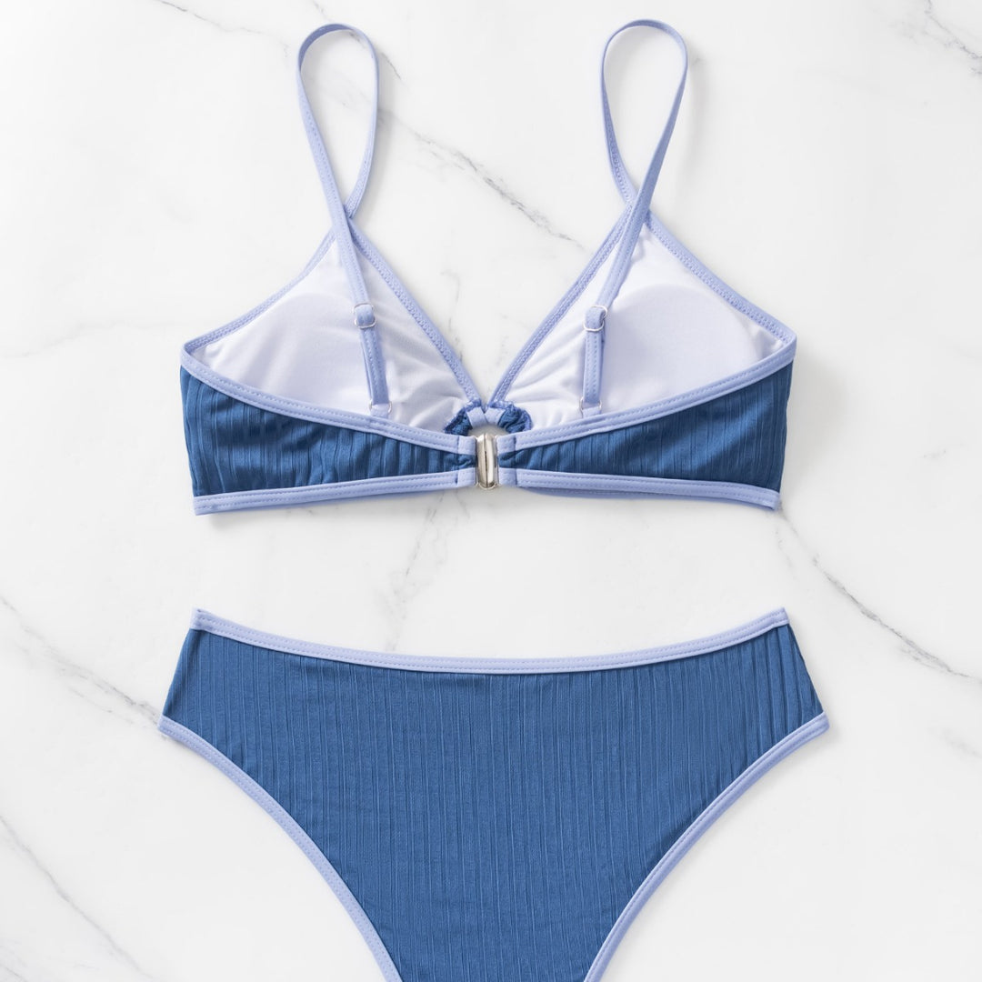 Damen Sportlicher Hochschnitt-Bikini mit Ringdetail EB