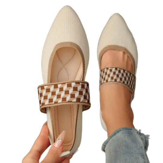 Damen Ballerinas mit modischem Riemen und bequemem Fußbett EB