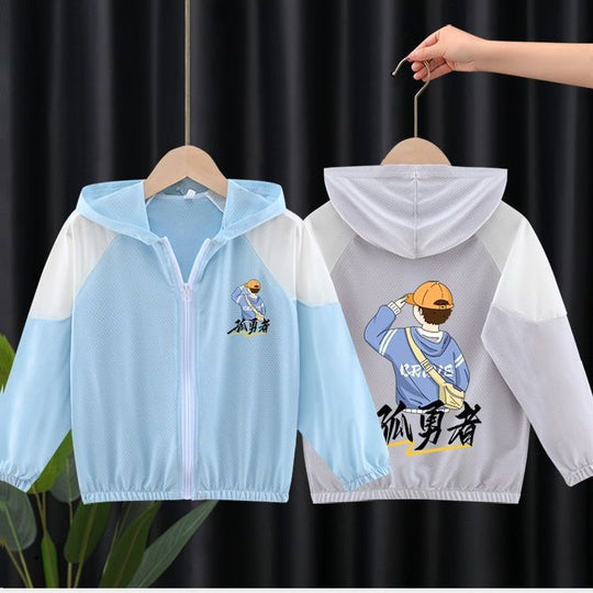 Unisex nan leichte atmungsaktive Kinder-Sommerjacke mit Kapuze und Astronautenprint  EB