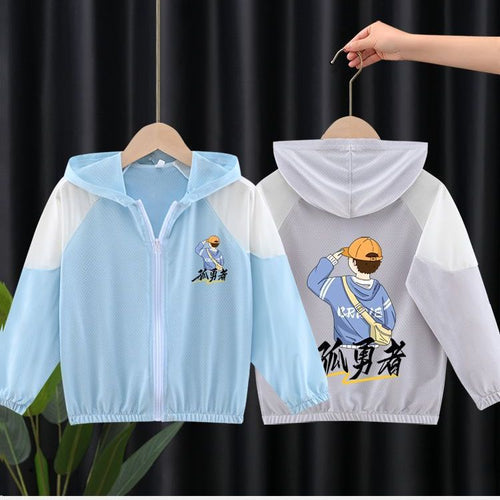 Unisex nan leichte atmungsaktive Kinder-Sommerjacke mit Kapuze und Astronautenprint  EB