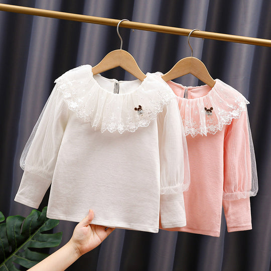 Mädchen Bluse mit voluminösem Tüllkragen EB