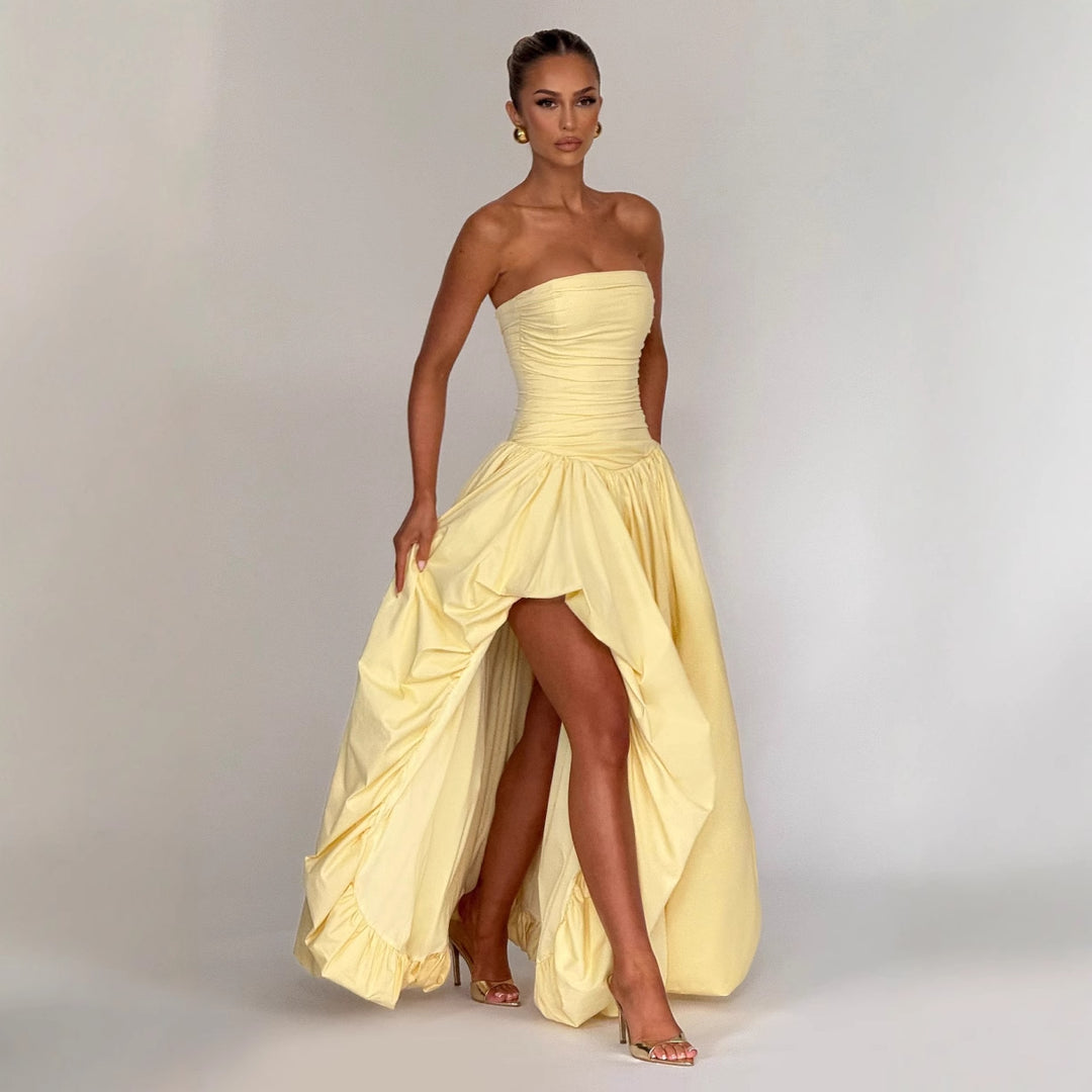 Damen Abendkleid mit figurbetontem Oberteil und asymmetrischem Rock EB
