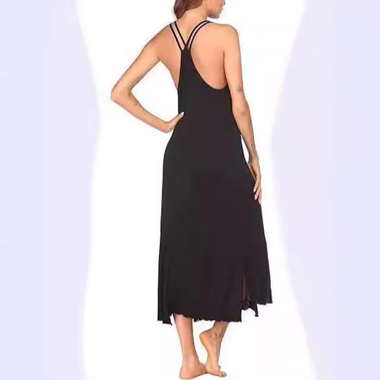 Damen Maxikleid mit eleganten Spaghettiträgern und lässigem Schnitt EB