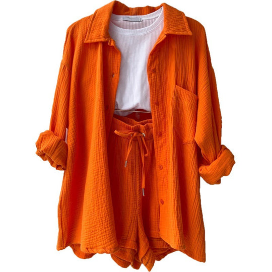 Damen lässige Oversized-Hemdjacke mit Gürtel EB
