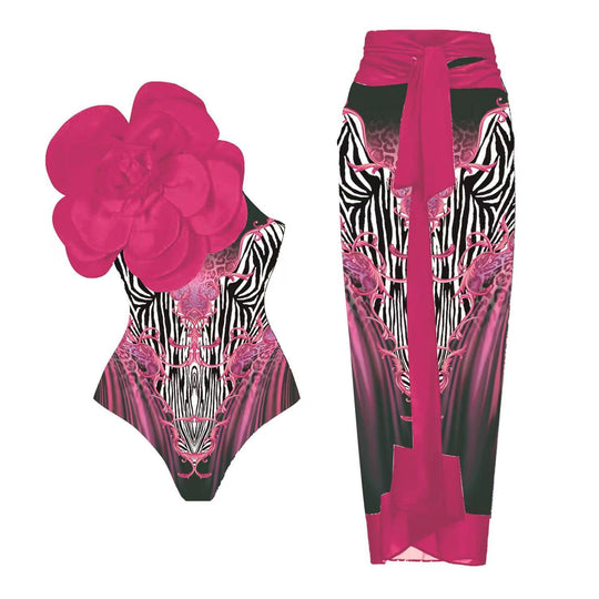 Damen Eleganter Einteiler mit kunstvoller Blumendekoration EB