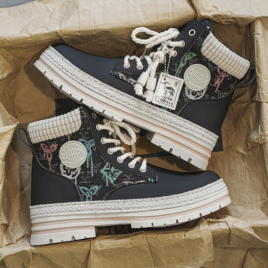 Damen modische und robuste Schnürboots aus strapazierfähigem Material mit einzigartigem Design EB