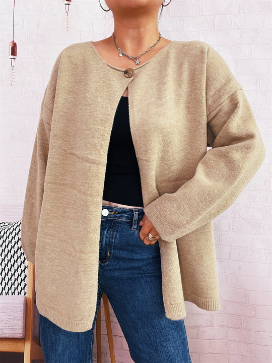 Damen lässiger Strickcardigan mit offenem Schnitt und weichen Materialien EB