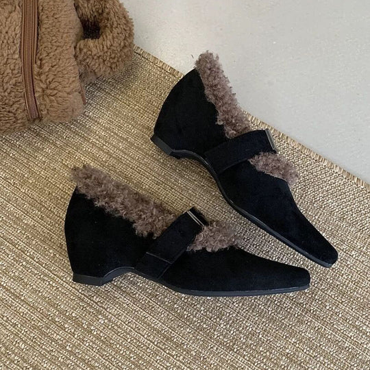 Damen elegante Stiefeletten mit warmem Futter und modischem Riemchen EB