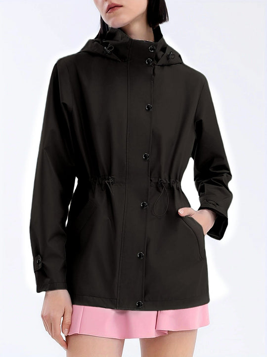 Damen funktionale Übergangsjacke mit verstellbarem Bund und Kapuze EB
