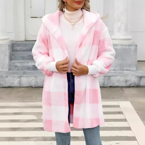 Damen Kuschelige Wolljacke mit Karomuster EB