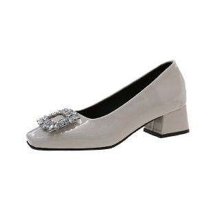 Damen elegante Blockabsatz-Pumps mit funkelnder Schmuckapplikation EB