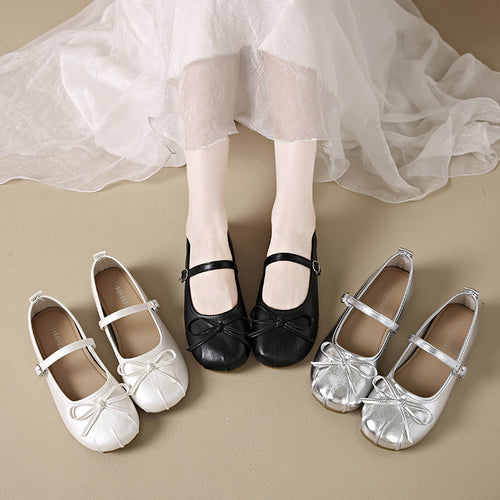 Damen Ballerinas mit verstellbarem Riemen und schickem Schleifen-Detail EB